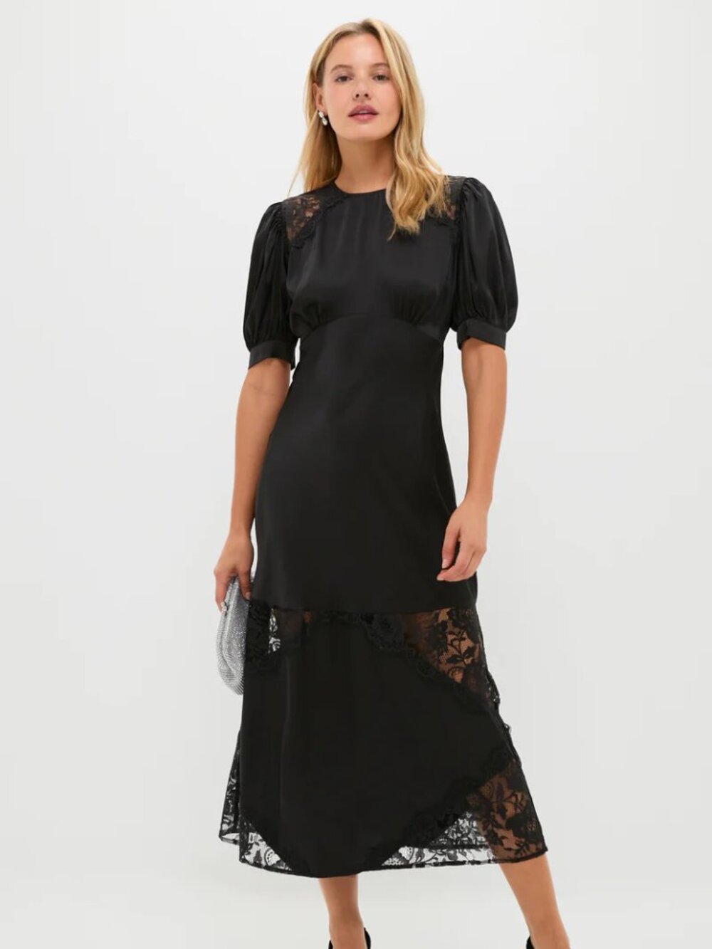 Hyacinth House Pierpont Midi Dress in Black Lace Size Small NWT